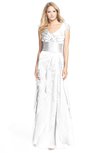 ColsBM Magnolia Cloud White Gorgeous A-line V-neck Chiffon30 Floor Length Bridesmaid Dresses