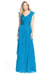 ColsBM Magnolia Cornflower Blue Gorgeous A-line V-neck Chiffon30 Floor Length Bridesmaid Dresses