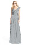 ColsBM Magnolia Frost Grey Gorgeous A-line V-neck Chiffon30 Floor Length Bridesmaid Dresses