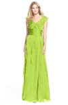 ColsBM Magnolia Lime Green Gorgeous A-line V-neck Chiffon30 Floor Length Bridesmaid Dresses