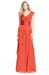 ColsBM Magnolia Mandarin Red Gorgeous A-line V-neck Chiffon30 Floor Length Bridesmaid Dresses