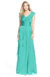 ColsBM Magnolia Mint Green Gorgeous A-line V-neck Chiffon30 Floor Length Bridesmaid Dresses