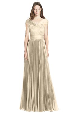 ColsBM Bryanna Champagne Classic Fit-n-Flare V-neck Short Sleeve Zip up Chiffon Bridesmaid Dresses