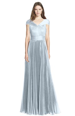 ColsBM Bryanna Illusion Blue Classic Fit-n-Flare V-neck Short Sleeve Zip up Chiffon Bridesmaid Dresses