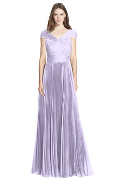 ColsBM Bryanna Pastel Lilac Classic Fit-n-Flare V-neck Short Sleeve Zip up Chiffon Bridesmaid Dresses