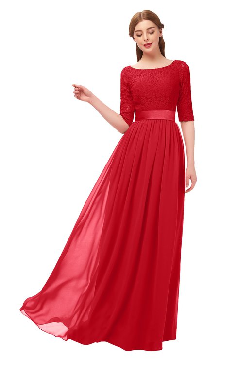 red bridesmaid dresses long sleeves