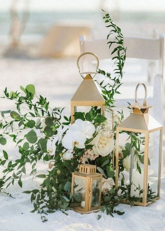 wedding decorations for Green, Ivory and Gold Winter Wedding