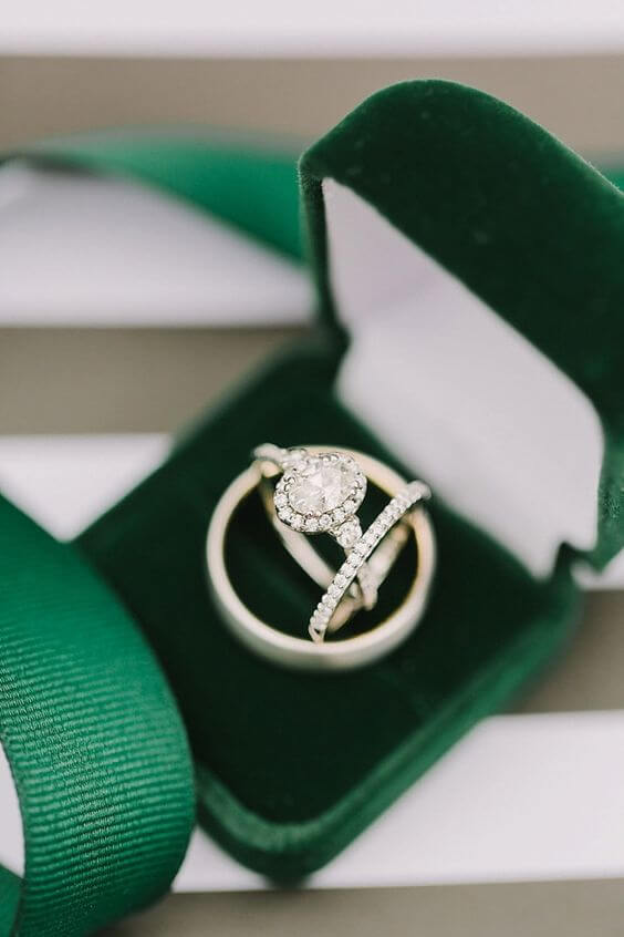 wedding rings for Green, Ivory and Gold Winter Wedding