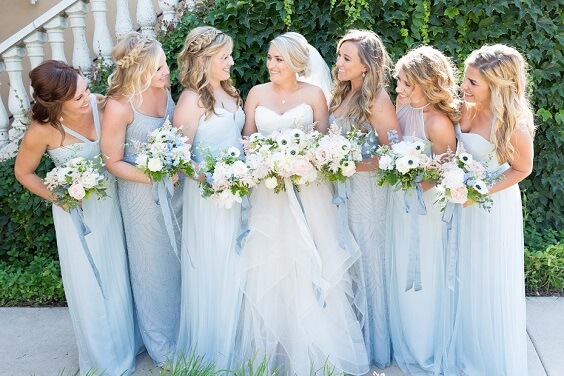 Ice Blue and Blush June Wedding, Ice Blue Bridesmaid Dresses, Blush ...