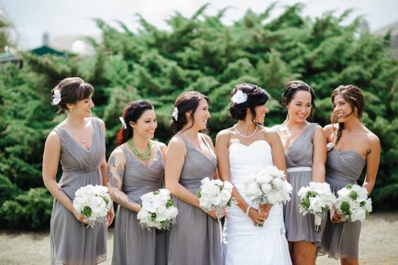 green grey bridesmaid dresses