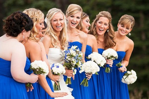 royal blue veil  Colored wedding dresses, Sleeveless bridesmaid dresses,  Blue wedding dresses