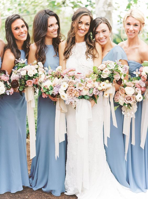 Dusty Blue and Mauve Wedding Color Combos 2024, Dusty Blue Bridesmaid ...