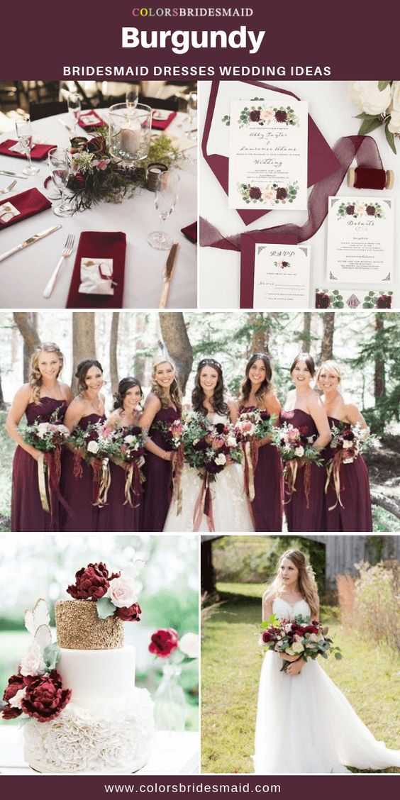 white wedding dress with burgundy accents