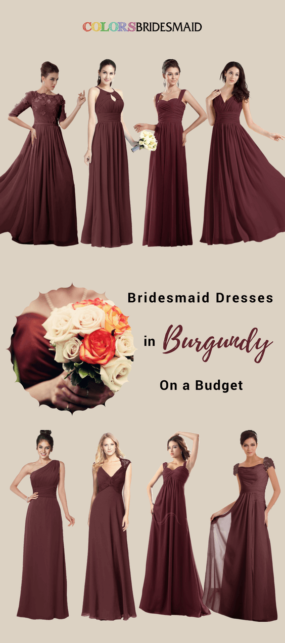 Long Bridesmaid Dresses in Burgundy Color For a Fall Wedding ...