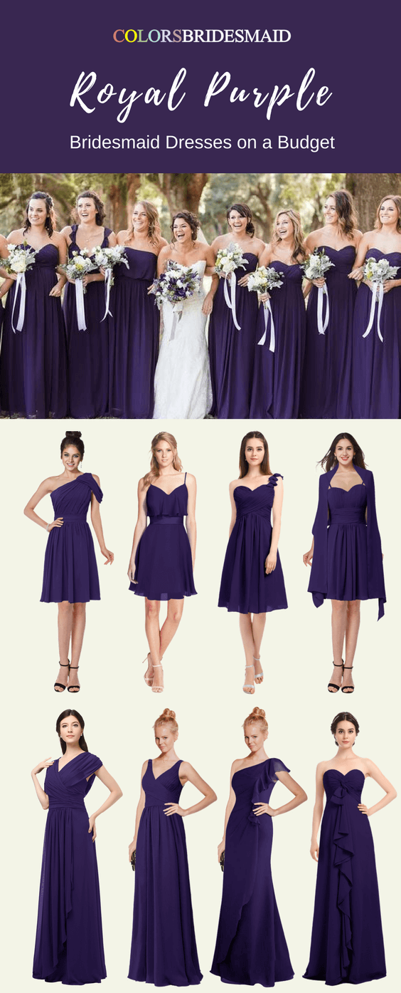 Stunning Royal Purple Color Bridesmaid Dresses for A Fall Wedding ...
