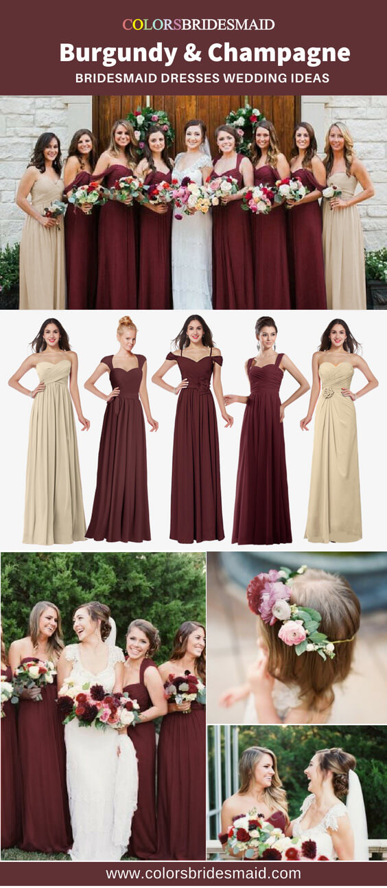 maroon wedding bridesmaid dresses