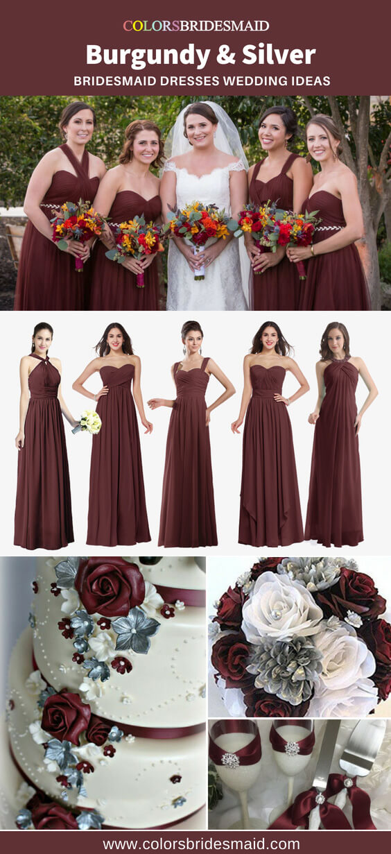 wedding dresses with burgundy accents