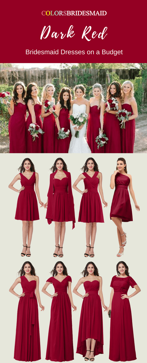 Top 8 Dark Red Bridesmaid Dresses Short And Long - ColorsBridesmaid