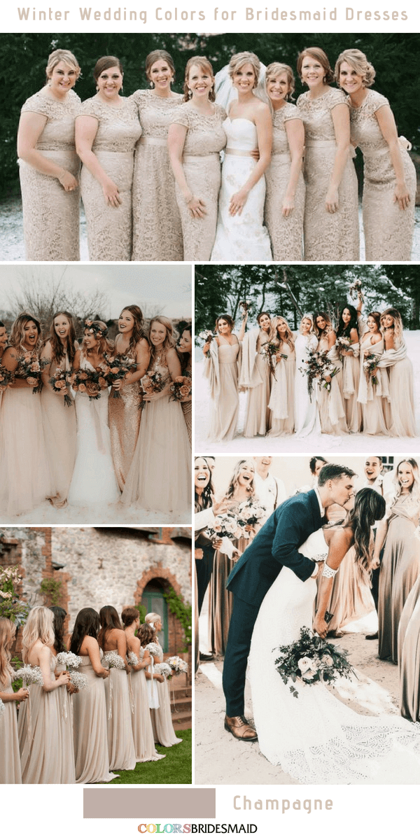 Top 10 winter wedding colors for bridesmaid dresses - Champagne
