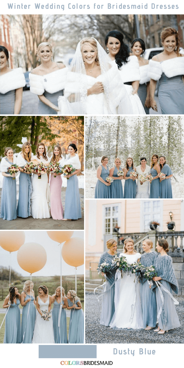 Top 10 winter wedding colors for bridesmaid dresses - Dusty Blue