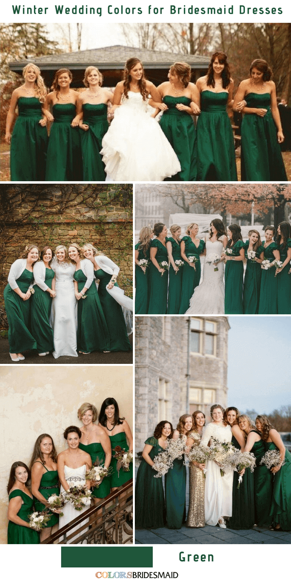 Top 10 winter wedding colors for bridesmaid dresses - Green