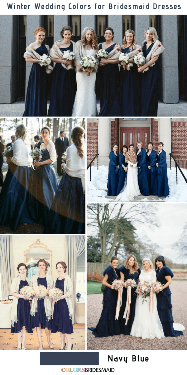 Top 10 winter wedding colors for bridesmaid dresses - Navy Blue